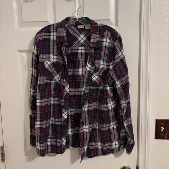 LL Bean lot of 2 long sleeve flannel button down tops - M - Picture 1 of 11